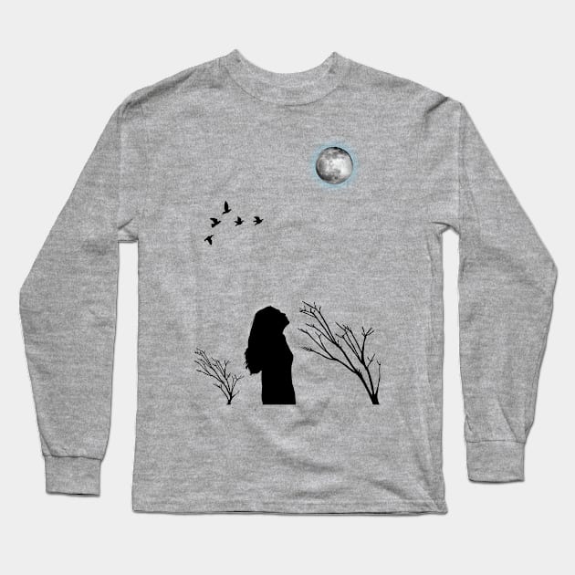 girl looking up at the sky Long Sleeve T-Shirt by Express Yourself everyday